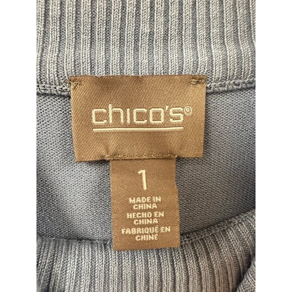 🍒 2/$20 🍒 Light Blue Chico's Mock Turtleneck Sweater sz L - Picture 4 of 7